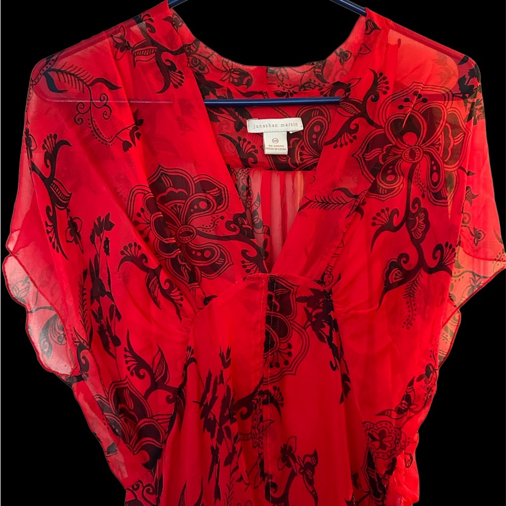 Jonathan Martin NWT Red Washable Silk Dress, Size 10.